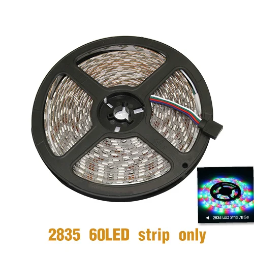 2835 60LED Striponly Светодиодный светильник 12 В постоянного тока, гибкая Диодная лента, RGB SMD 2835 5050, 44Key, пульт дистанционного управления, 5 м, 10 м, 15 м, полный комплект, водонепроницаемый светильник ing - Испускаемый цвет: 2835 60LED Striponly