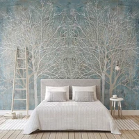 custom mural wallpaper modern nordic style blue forest wall cloth living room tv sofa home decor waterproof wall paper for 3 d