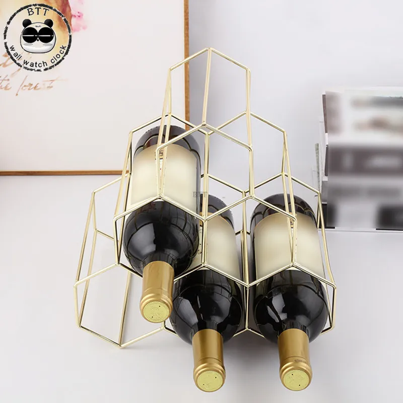 6 Подставка для бутылки вина металлическая отдельно стоящая кухонная Подставка для хранения винный шкаф для виноградного вина полка дисплей бар Красивый Геометрический Утюг