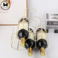6 bottle wine rack metal freestanding kitchen storage stand wine cabinet grape wine shelf display bar beautiful geometric iron