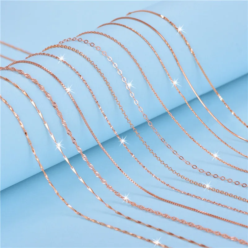 100% Genuine 925 Sterling Silver Necklace Classic Basic Chains Lobster Clasp Fine Jewelry | Украшения и аксессуары