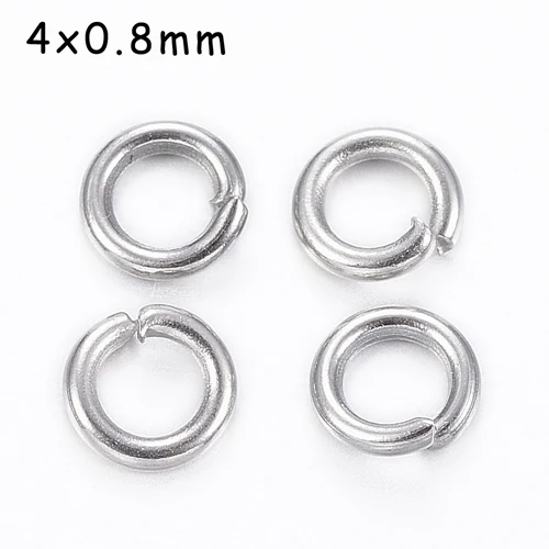 4x0.8mm 1000 шт, 4 мм-12 мм, 304 нержавеющая сталь, открытые одиночные петли, переходные кольца, разъемное кольцо для самостоятельного изготовления ювелирных изделий - Цвет: 4x0.8mm
