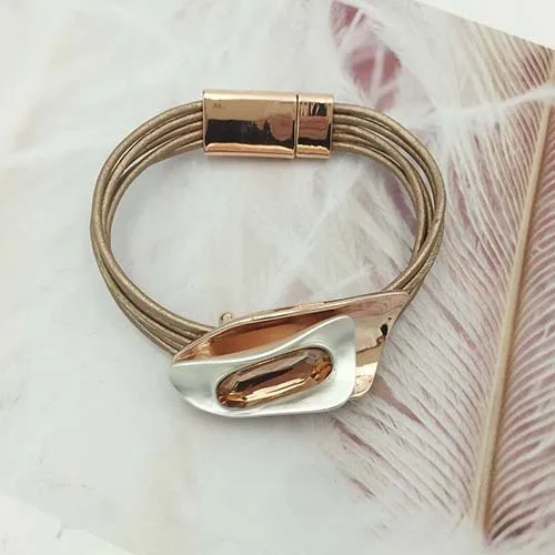 Rose gold Браслеты и браслеты с кристаллами в богемном стиле, уникальный дизайн, для женщин, модные, сплав, магнитная трубка, застежка, браслет, 3 цвета - Окраска металла: Rose gold