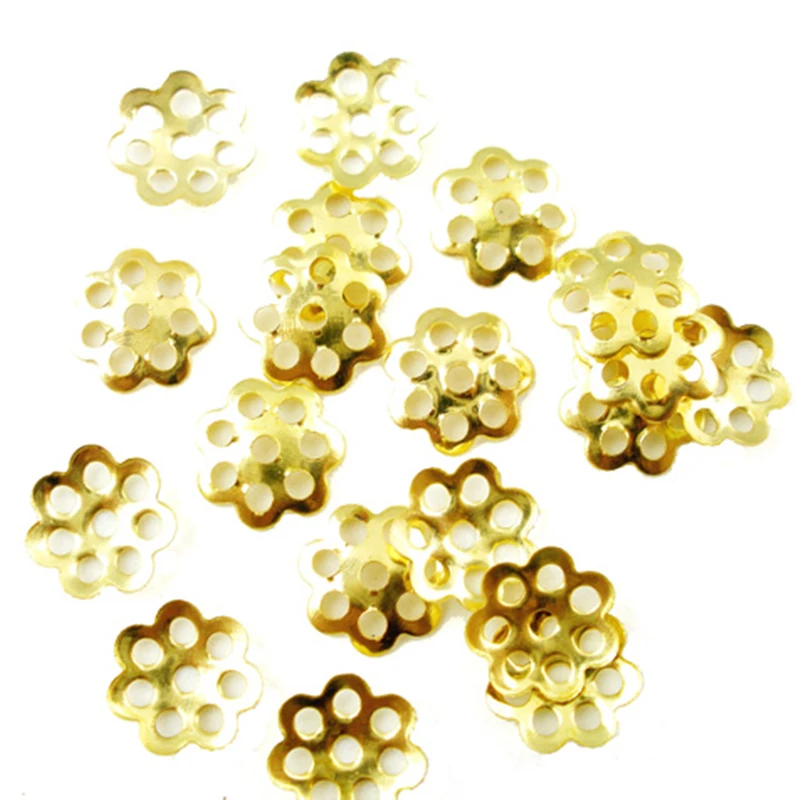 

DoreenBeads Fashion Alloy Filigree Beads Caps Flower Gold Color Jewelry Findings (Fits 8mm-14mm Beads) 6mm x 6mm, 2000 PCs