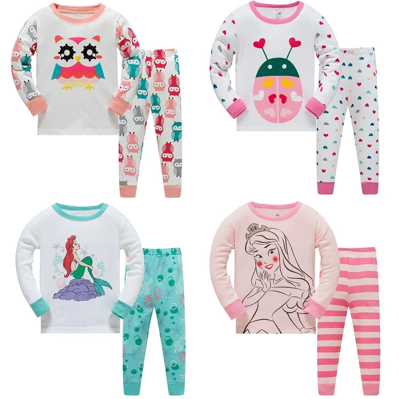 

2021 детские пижамы с мультяшным рисунком, пижамный комплект для девочек, детские блузки и брюки, детская одежда для сна из 2 предметов, компле...