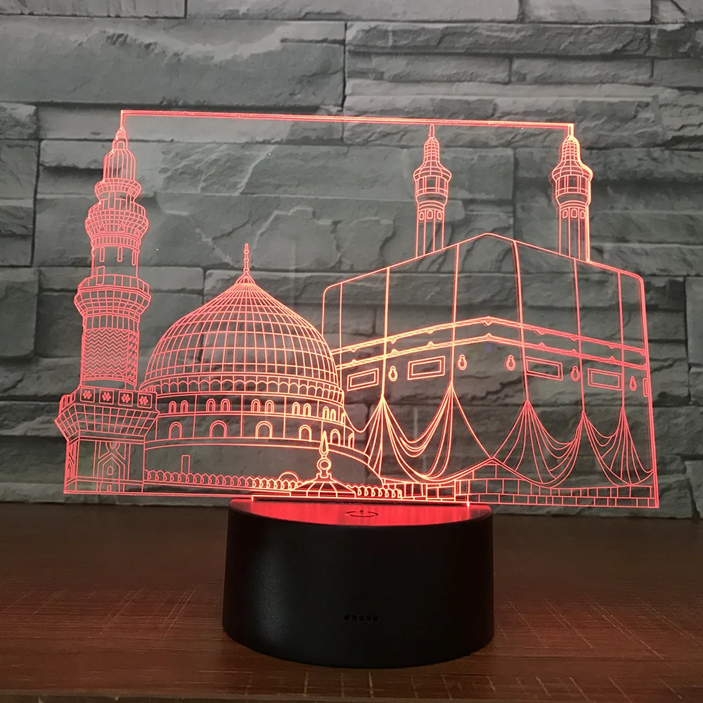 3d лампа в виде храма дворца 7 цветов светодиодные ночники для детей сенсорная