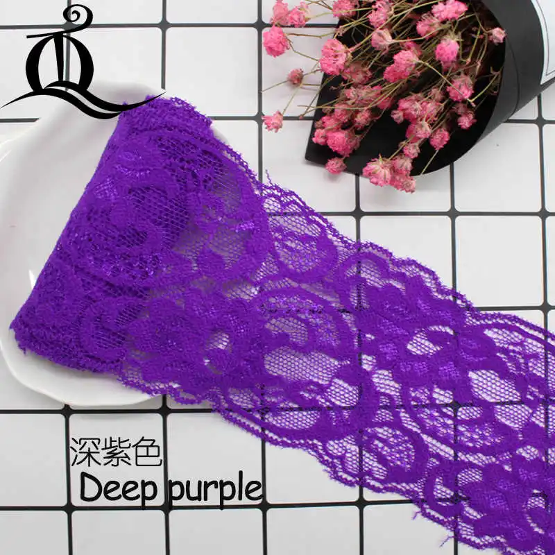 Deep purple 5 ярдов/партия модная ширина 8 см 18 цветов черно-белая эластичная кружевная Лента ткань DIY Швейные аксессуары для одежды отделка Свадебное кружево - Цвет: Deep purple