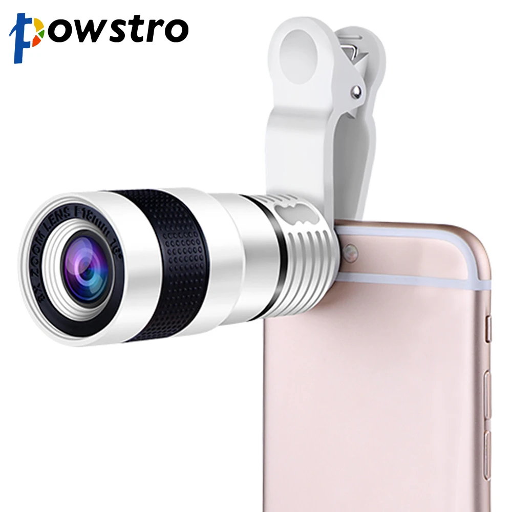 Powstro 8X зум телефон телеобъектив камеры специальный дизайн с зажимом объектив мобильного телефона для iPhone samsung htc смартфон