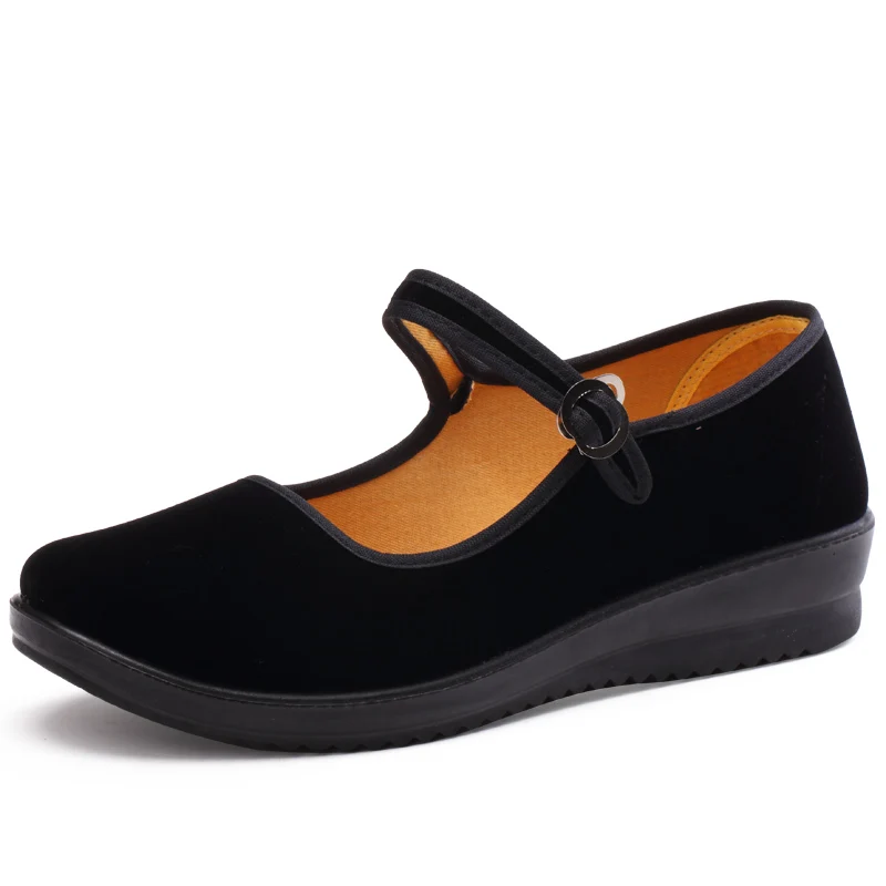 black flats EOFK/Женская обувь Mary Jane; женская тканевая Повседневная Удобная обувь на плоской подошве с пряжкой и ремешком; сезон весна-осень; женская обувь на плоской подошве - Цвет: black flats