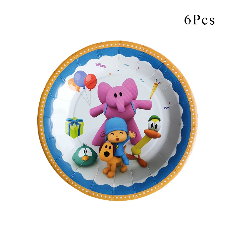 Paper plate x 6 Мультфильм покойо, Элли, Пато Loula, Декоративная скатерть для вечеринки Бумага чашка тарелка шары для детей Дети День рождения поставки AW04 - Цвет: Paper plate x 6