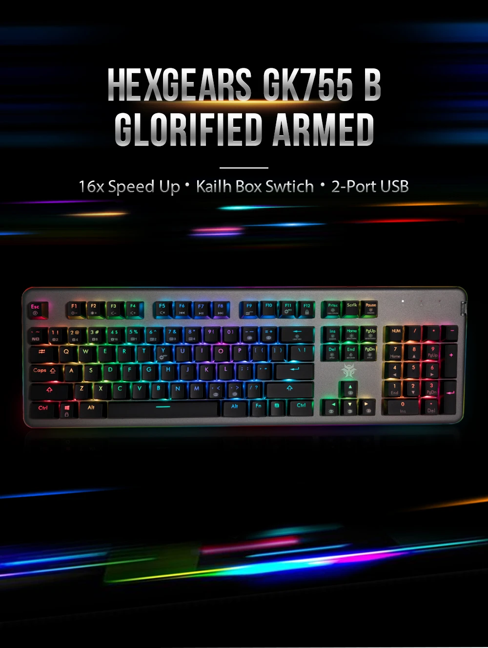 HEXGEARS GK755 B механическая клавиатура RGB подсветка регулятор громкости 104 клавиш 2 порта USB игровые клавиатуры Kailh BOX переключатель клавиатуры