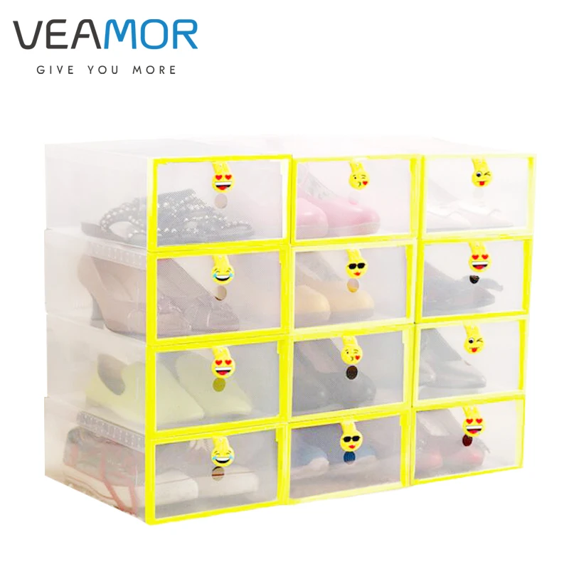 VEAMOR/1 шт. складные прозрачные коробки для обуви с рисунком лица дома женщин и
