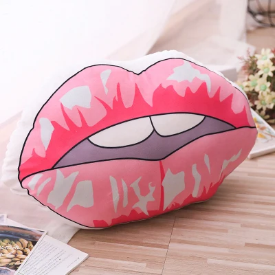 Pink Lips Милые Креативные декоративные подушки INS в стиле 3D мультяшная короткая плюшевая игрушка подушка ультра-мягкая имитация косметики продукты обувь подушки - Цвет: Pink Lips