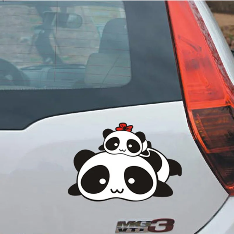 Милые семейные наклейки с пандой из мультфильма для автомобиля декоративные и