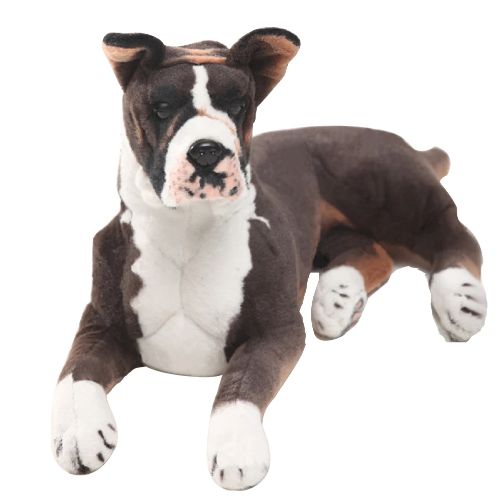 Dorimytrader pop realistic animal Boxer dog plush Toy big stuffed simulation pet dog doll gift for children 31inch 80cm DY61895
