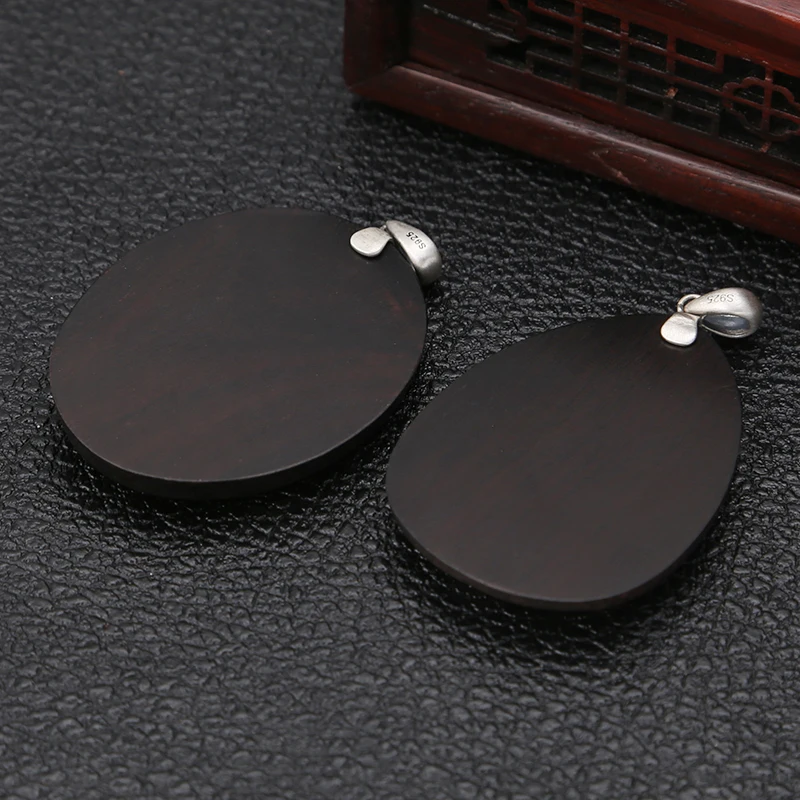 925 Sterling Silver Pendant Vintage Chinese Style for women ebony lotus flowers exquisite weater chain pendant Jewelry | Украшения и