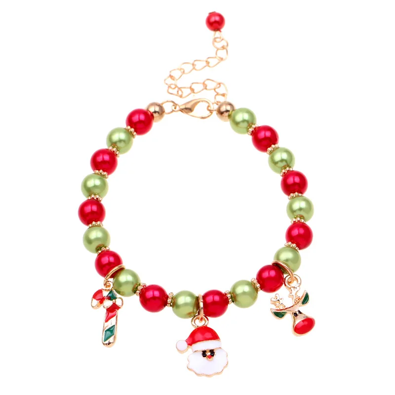 DoreenBeads Акриловые ручной работы бисерные браслеты красный и зеленый Рождество