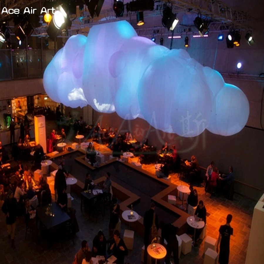 3m L Cold air balloon inflatable clouds model floating with glow lights ceiling for Party and show event|Надувные игрушки| |