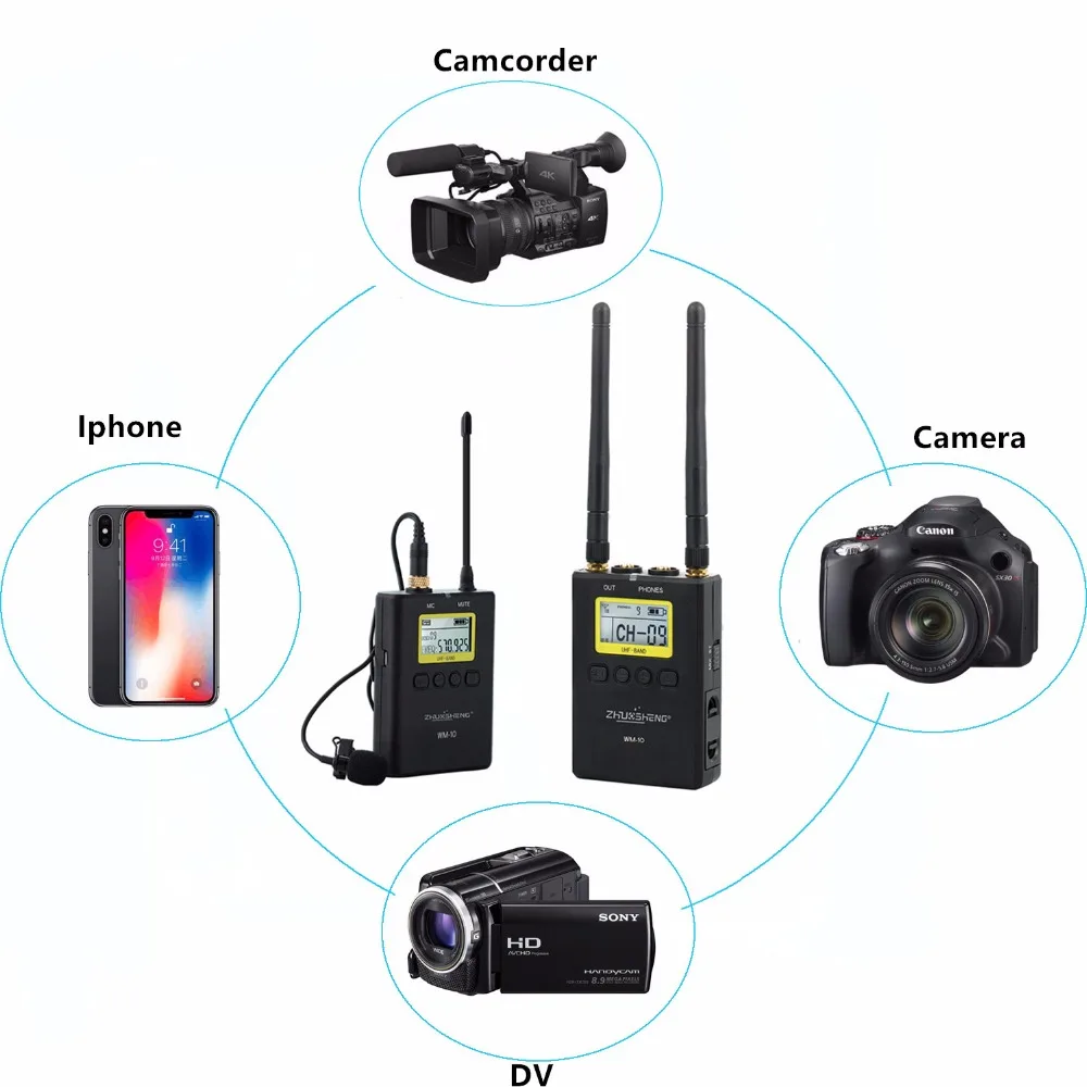 WM-9 беспроводной отворот lavalier микрофон система для Sony Canon Nikon Panasonic видеокамера