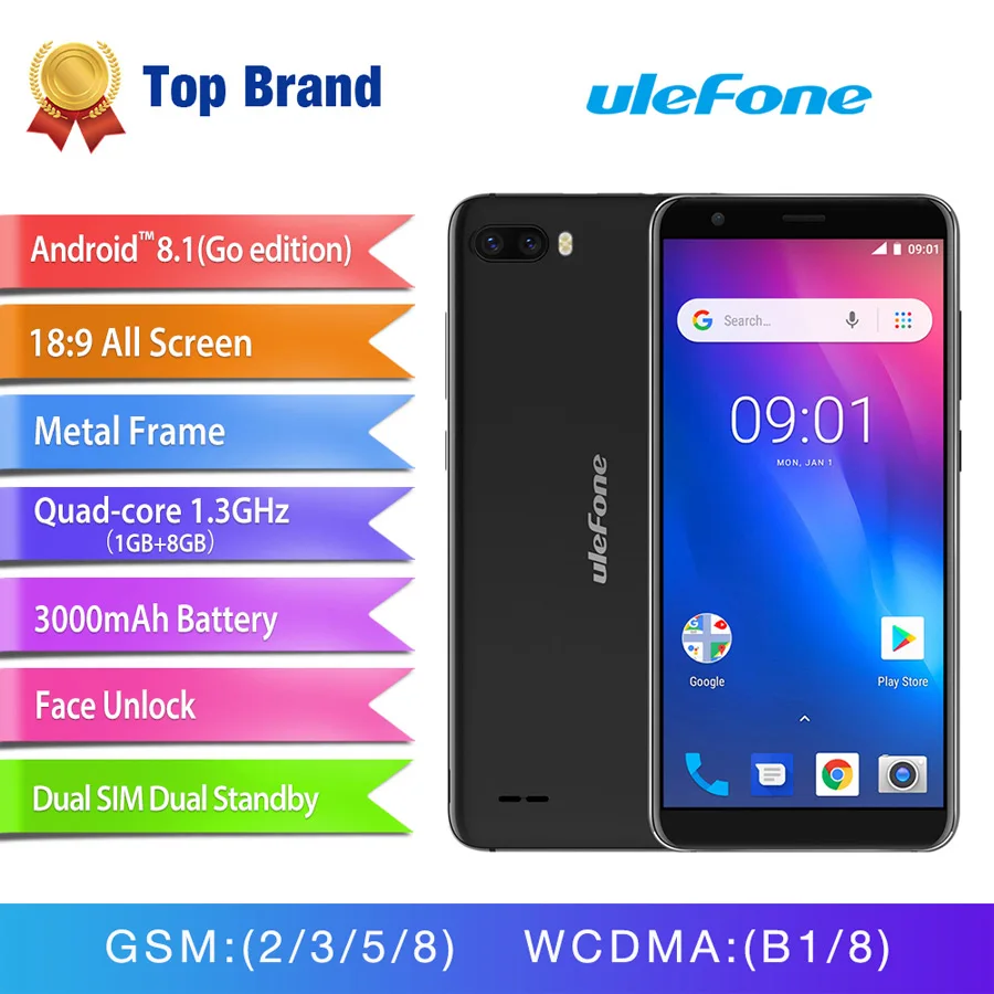 Оригинал Ulefone S1 Android 8 1 смартфон mt6580 четыре ядра 5 ''HD 8MP ГБ Оперативная память