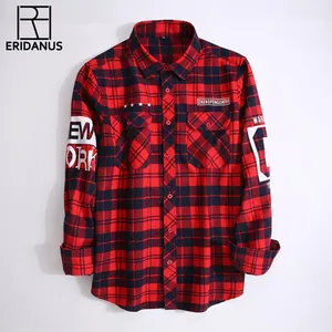 Рубашка мужская повседневная в клетку, модная мягкая хлопковая с длинным рукавом, фланелевая, свободная классическая, M605, 2017