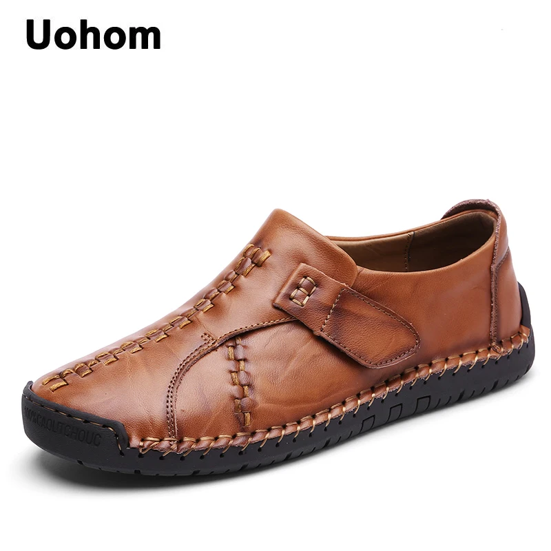 Uohom Для мужчин кожаные лоферы Роскошные Повседневное Мокасины слипоны Мужская