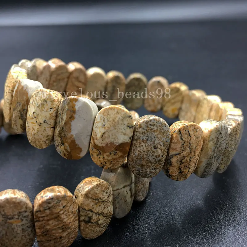Picture Jaspe G8363 Mookaite Золотой Камень Синий Песок Кристалл Howlite Вишня кварц Jaspe тигровый глаз родорит бусины стрейч браслет 7 1/" PWB615b - Окраска металла: Picture Jaspe G8363
