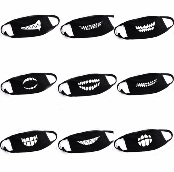 9 шт./лот черная модная унисекс маска для лица с рисунком медведя и зубов