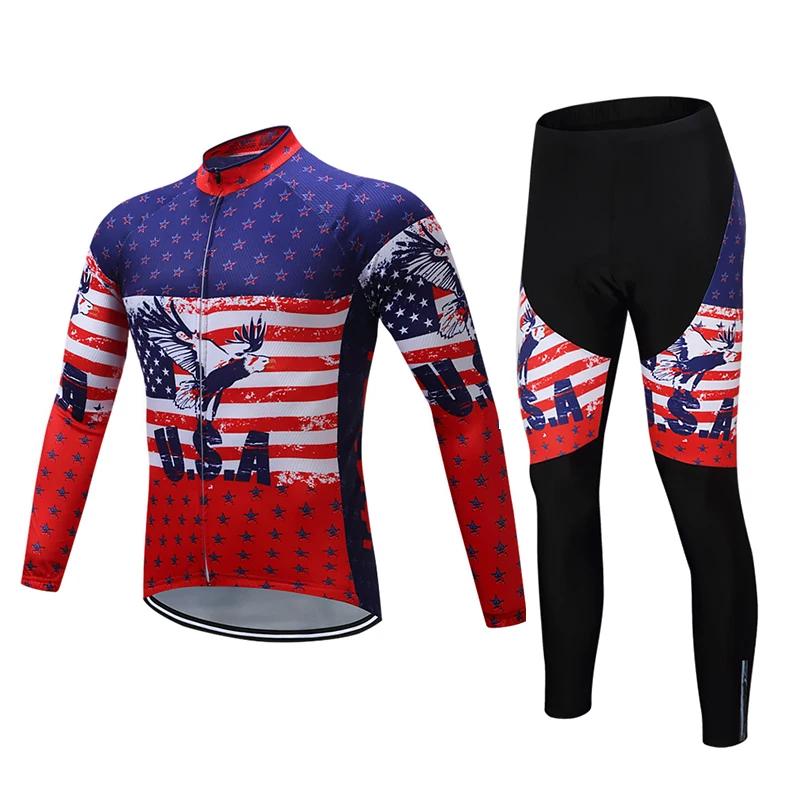 2017 Весна Орел США стиль длинные велосипедные костюмы набор Майо Ropa Ciclismo Invierno MTB