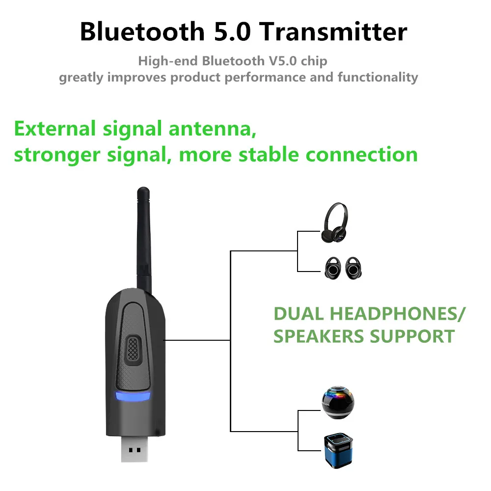 AptX низкая задержка длинный Диапазон Bluetooth 5 0 передатчик для телевизора без
