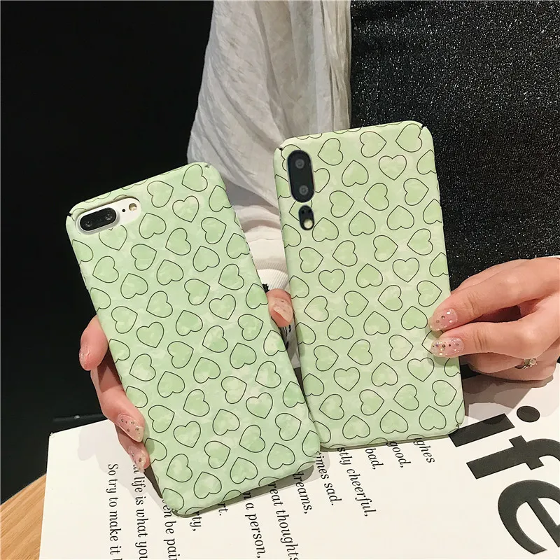 Жесткие чехлы для huawei P20 P30 mate 20 Pro Love heart зеленая задняя крышка из поликарбоната для Honor 8X9 10 Nova 3 3i 3e 4 4e задняя крышка fundas
