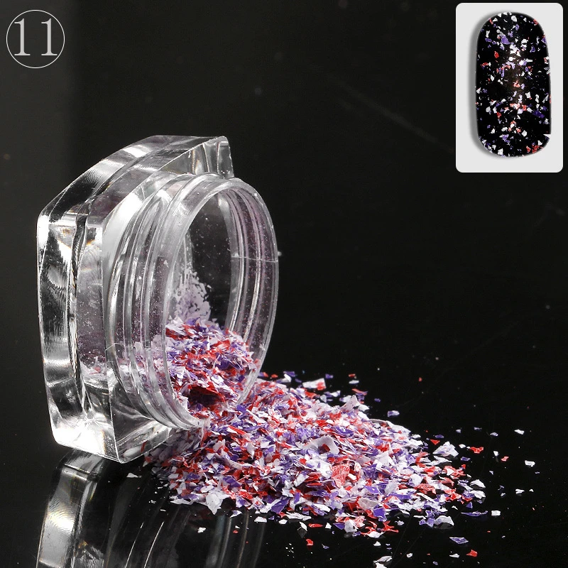 New 1 Set 12 Bottle Colorful Broken Snowflakes For Women Nails Art Decals DIY Decorations Shining Sequins Manicure Nail Stickers | Красота и