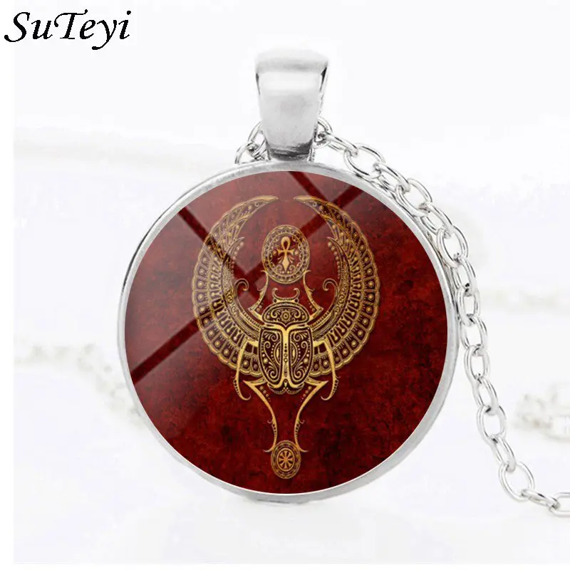 Серебристая бронзовая черная подвеска SUTEYI с жуком Египетский Scarab кулон ожерелье
