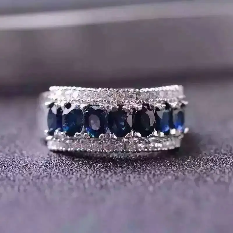 Женское вечерние цо из серебра 925 пробы с натуральным сапфиром|fine jewelry|gemstone jewelry925