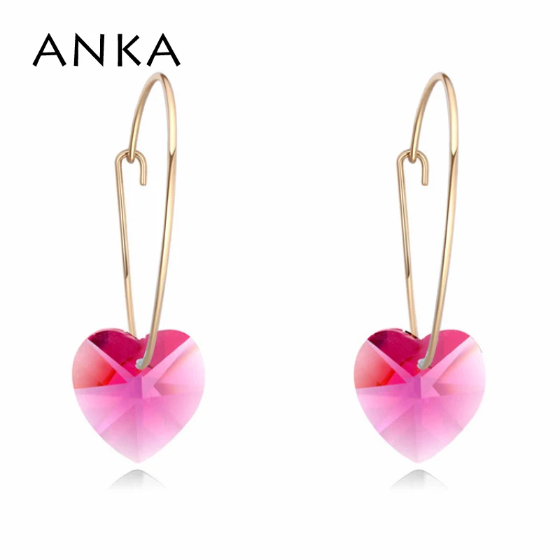 

ANKA heart charm crystal hoop earring charm dangler earrings for women's gift with Austrian Crystals from Austria #124257