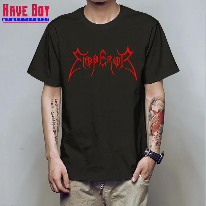 balck red Мужские футболки с надписью HAVE BOY Emperor, Модная хлопковая футболка с черным металлом, Мужская футболка с коротким рукавом в стиле Rock Samoth, топ HB383 - Цвет: balck red