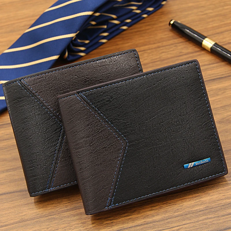 Креативные мужские кошельки с геометрическими вставками однотонный образец