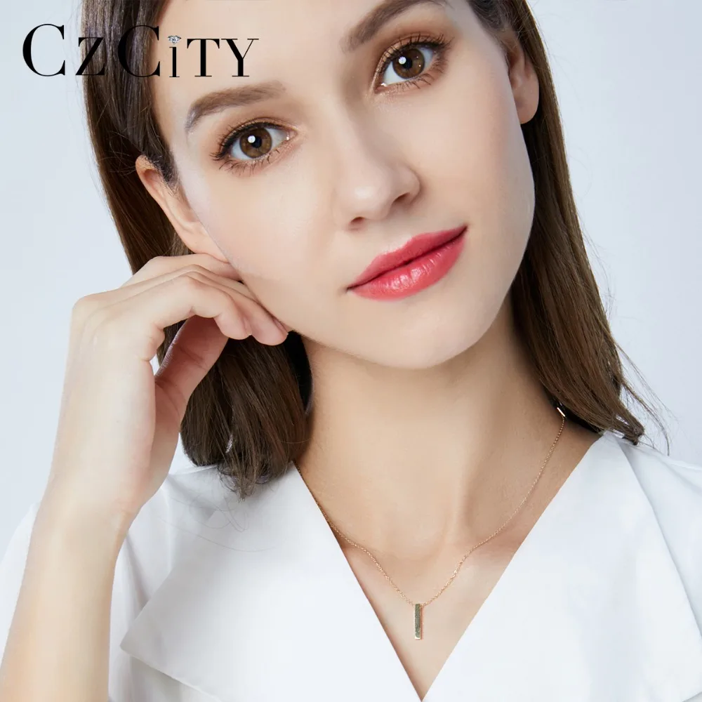 CZCITY Настоящее 14 К Золотое ожерелье с подвеской в виде слитков для женщин Au585 простое Очаровательное ожерелье на цепочке 14 к желтое золото ювелирное изделие Новинка