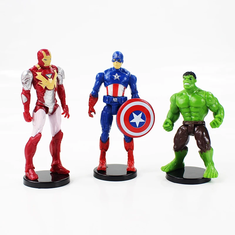 Фигурка супергероя Marvel мстители 6 шт./лот 12 см Халк Капитан Америка Железный