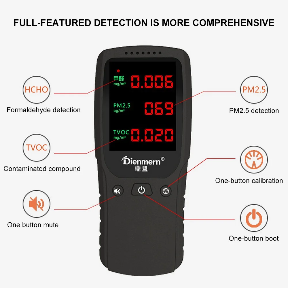 PM2.5 TVOC формальдегид HCHO детектор измеритель качества воздуха окружающей среды