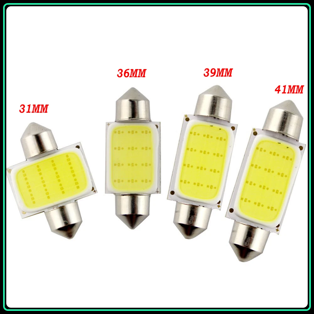 Carsty Festoon COB 31MM / 36MM /39MM/42MM 3W Car LED Bulbs Interior Dome Map Reading Lights White 12V Hot 10Pieces/lot | Автомобили и