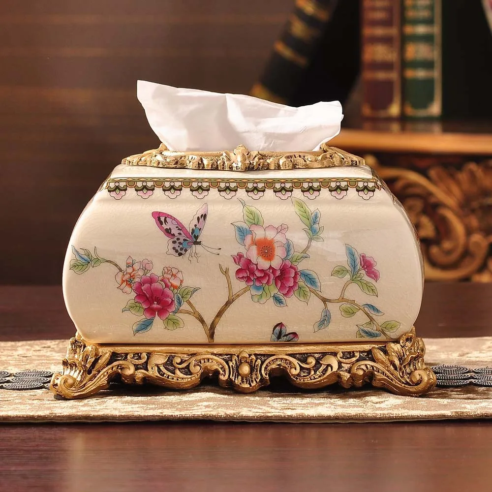 

ceramic tissue boxes wedding gifts European pastoral style paper towels household decorations wedding rooms