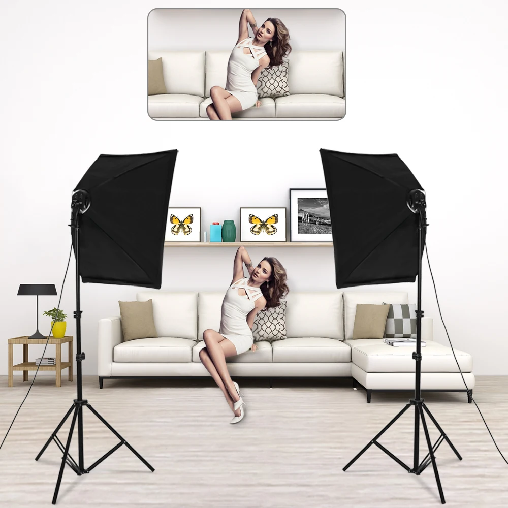 Комплект студийного освещения для фотостудии Andoer с 2 * софтбоксом 2*4в1 лампочкой