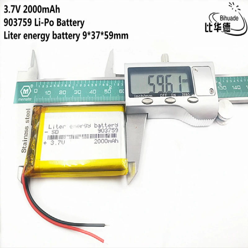 

Liter energy battery Good Qulity 3.7V,2000mAH 903759 Polymer lithium ion / Li-ion battery for tablet pc BANK,GPS,mp3,mp4