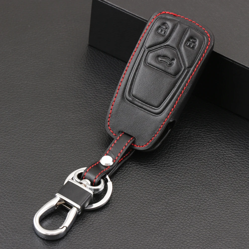 Дистанционный 3 кнопки из натуральной кожи автомобильный чехол для брелка с