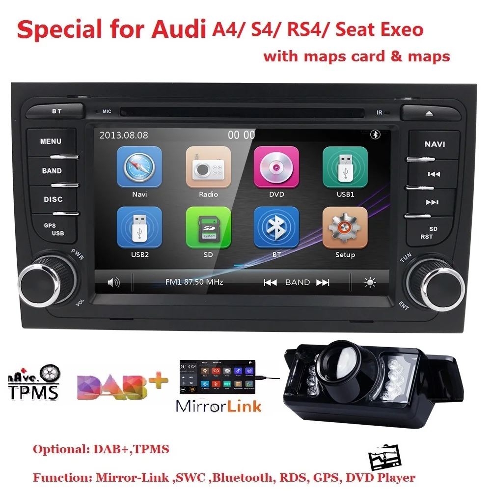 7 &quotемкостный сенсорный автомобильный dvd плеер с экраном для Audi A4 (2002 2008)