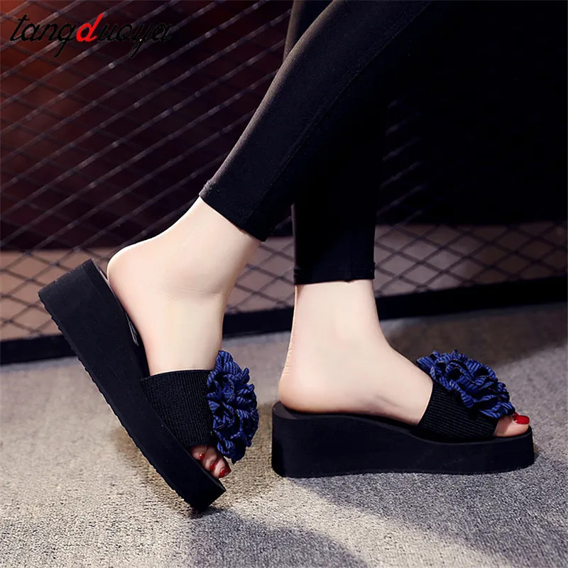 Летние шлепанцы женская обувь босоножки на высоком каблуке Босоножки платформе