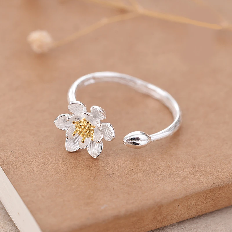 XIYANIKE 925 Sterling Silver Personality Flower Rings Creative Opening Adjustable Ring For Women Vintage Jewelry Gifts VRS2419 | Украшения