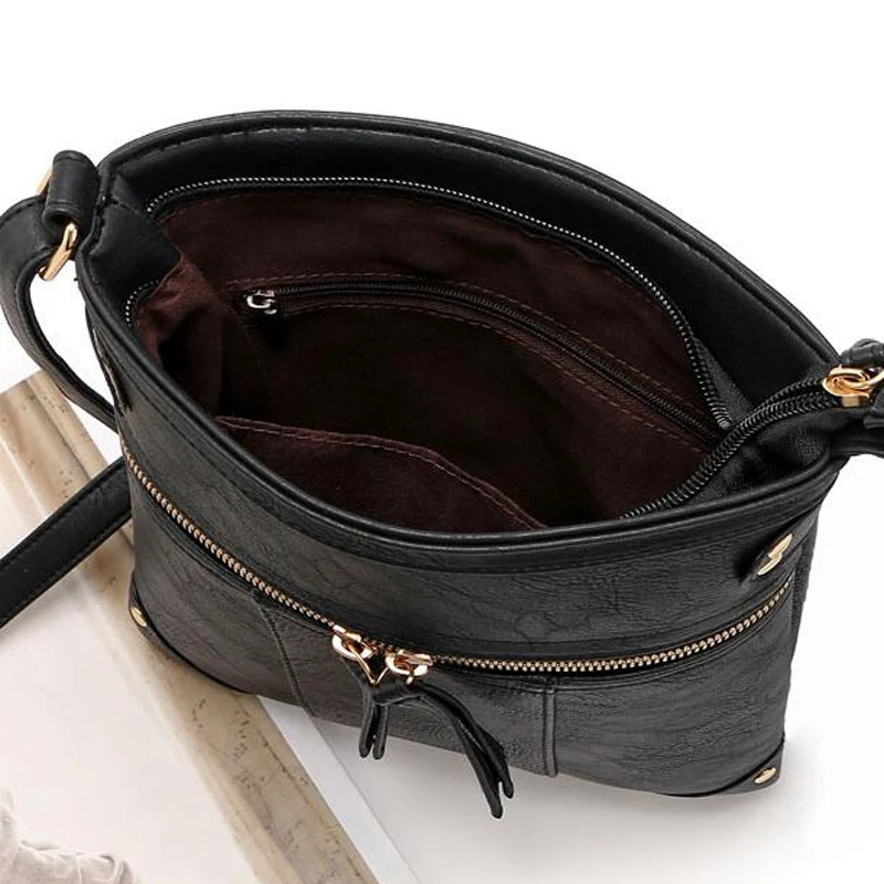 Женская винтажная сумка-мессенджер из ПУ кожи с двойной молнией | Багаж и сумки