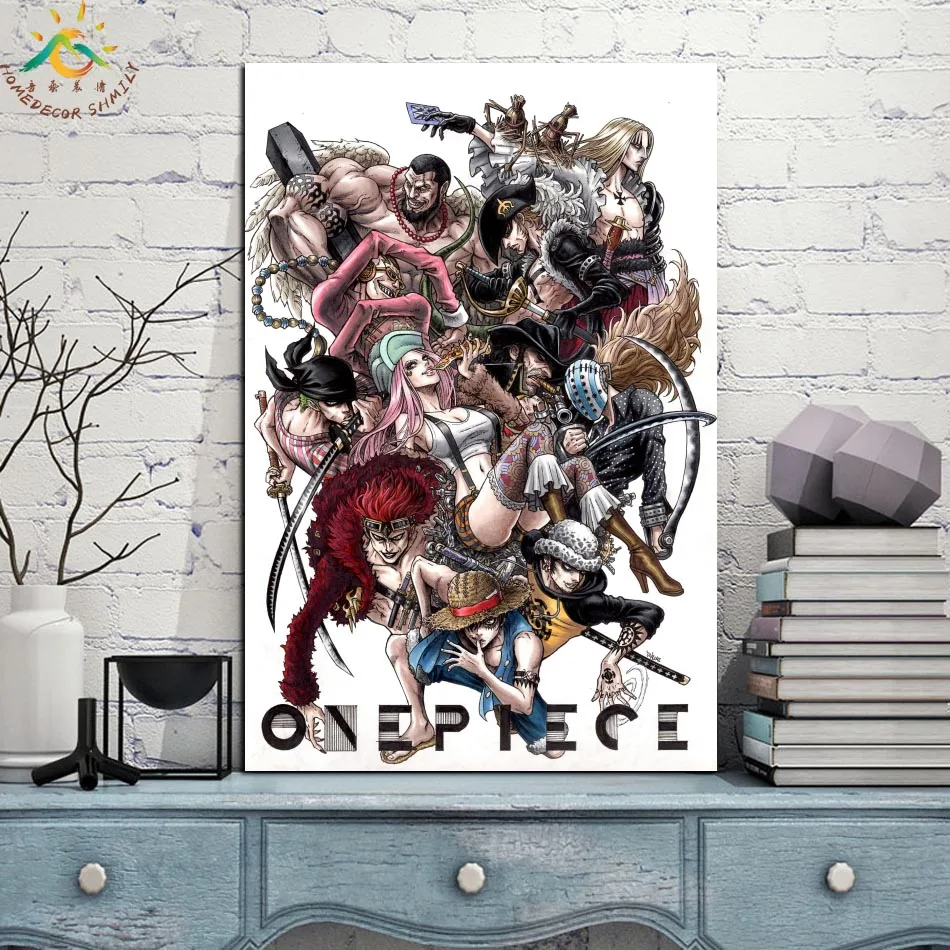 One Piece Character Image Modern Wall Art Print Pop Picture And Poster Frame Hanging Scroll Canvas Painting Home Decor | Дом и сад